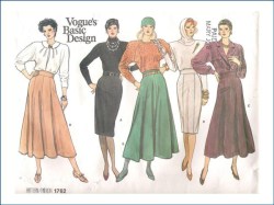 1762 VOGUE STRAIGHT= GORED SKIRT 3 LENGTHS PATTERN 6=10